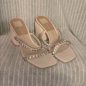 Dolce Vita Stella Ivory Croco Jeweled Sandal Heels – Women’s 10